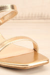 Varese Gold Slip-On Block Heel Sandals | La petite garçonne front close-up