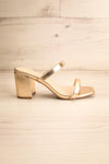 Varese Gold Slip-On Block Heel Sandals | La petite garçonne side view