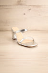 Varese Silver Slip-On Block Heel Sandals | La petite garçonne front view