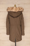 Varna Khaki Parka Coat with Faux Fur Hood | La Petite Garçonne back view