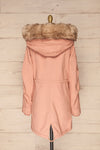 Varna Rose Pink Parka Coat with Faux Fur Hood | La Petite Garçonne back view