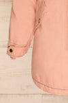 Varna Rose Pink Parka Coat with Faux Fur Hood | La Petite Garçonne bottom close-up