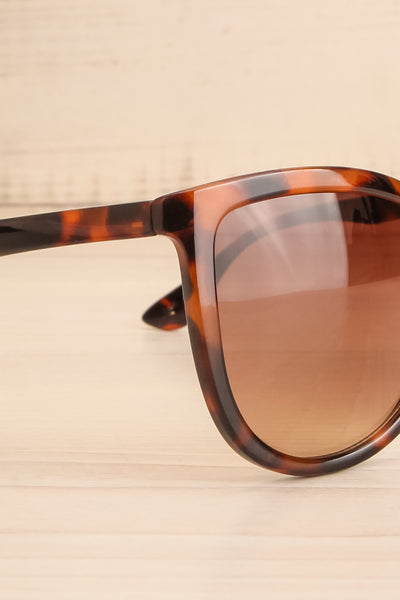 Varony Brown Oversized Tortoise Sunglasses | La petite garçonne side close-up