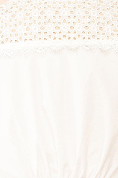 Vasilisa White Button-Up Top w/ Openwork | Boutique 1861 fabric