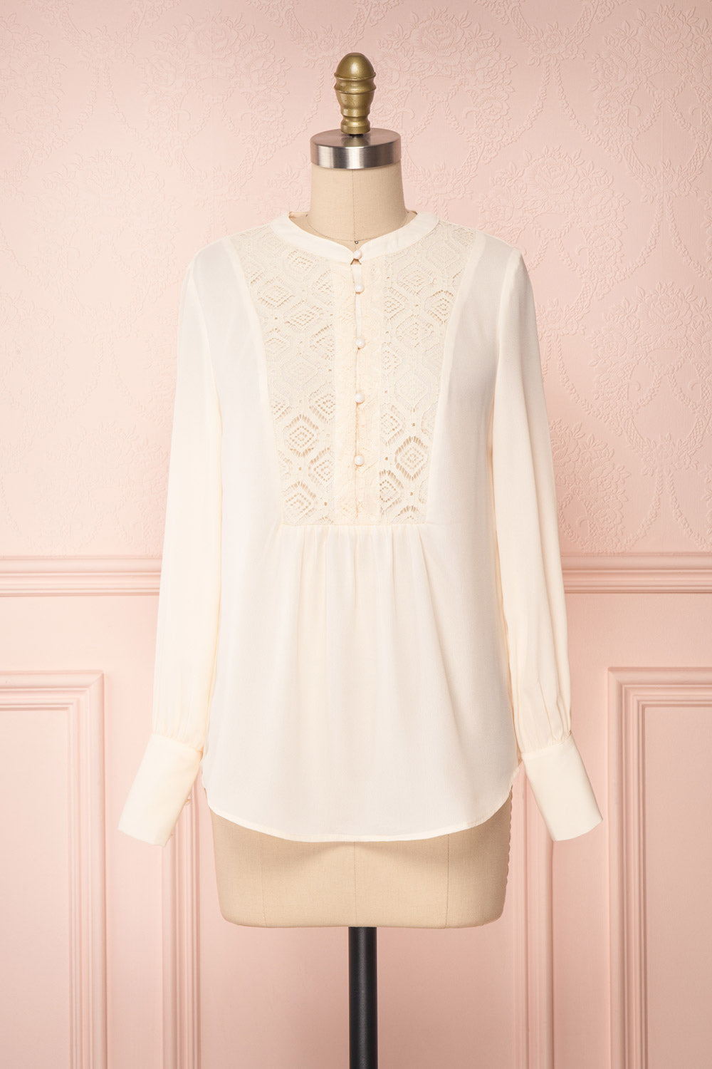 Vasylko Cream Blouse with Lace Details | Boutique 1861 front view 