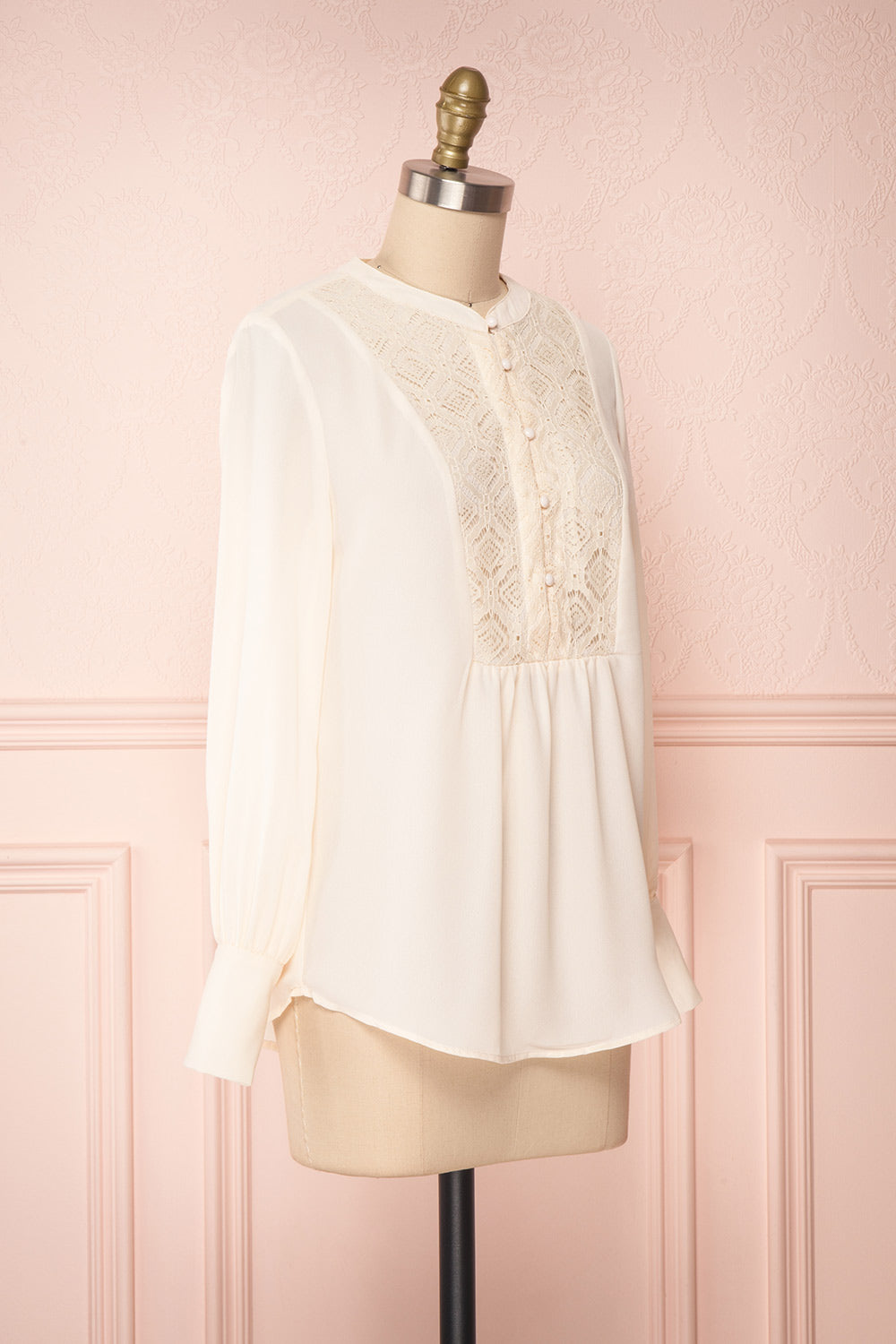 Vasylko Cream Blouse with Lace Details | Boutique 1861 side view 