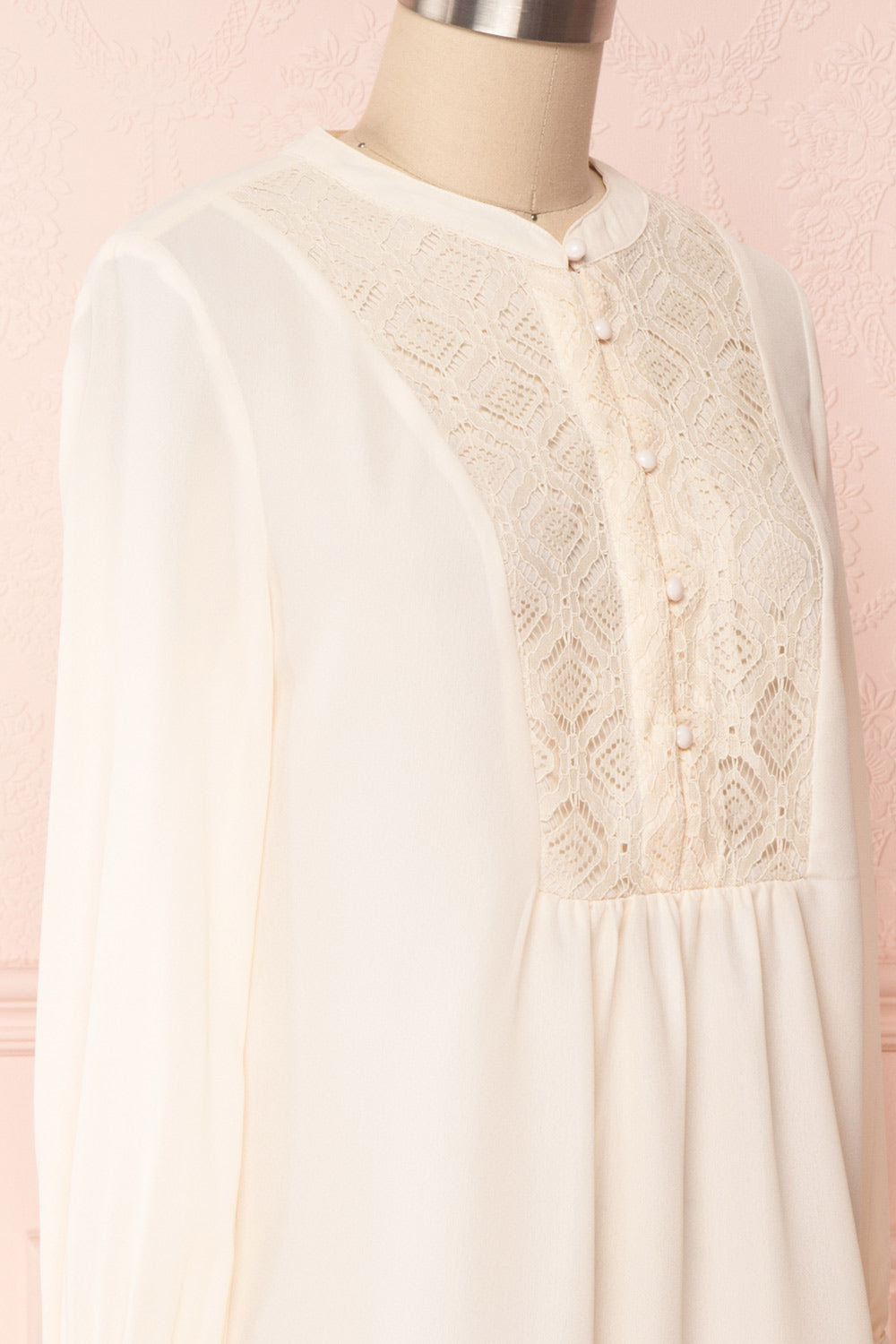 Vasylko Cream Blouse with Lace Details | Boutique 1861 side close-up