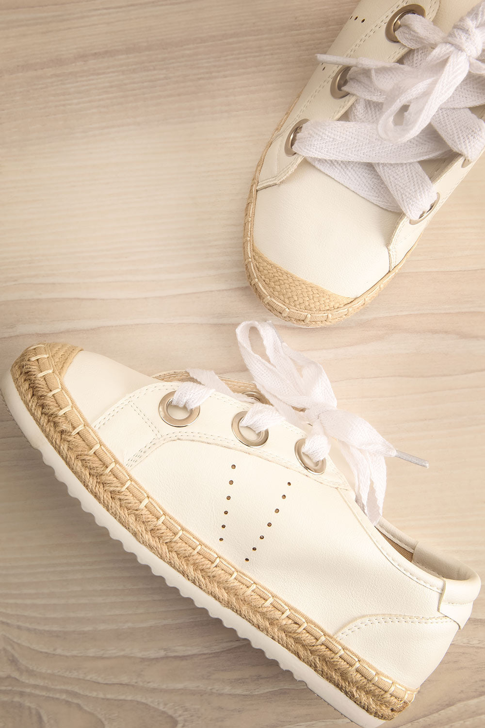 Vaucanson White Laced Jute Sneaker Shoes | La Petite Garçonne
