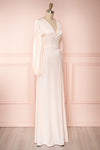 Velatura Pink Satin Wrap Dress | Robe Maxi | Boudoir 1861 side view