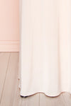 Velatura Pink Satin Wrap Dress | Robe Maxi | Boudoir 1861  bottom close-up