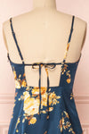 Veleda Navy Blue Floral Maxi Dress w/ Ruffles | Boutique 1861 back close-up