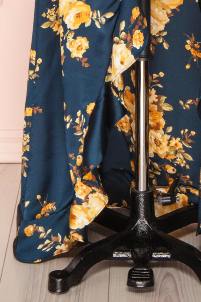 Veleda Navy Blue Floral Maxi Dress w/ Ruffles | Boutique 1861 bottom