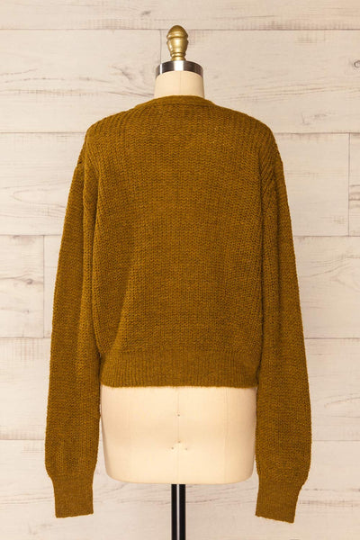 Velez Chartreuse Knit Button-Up Cardigan | La petite garçonne back view
