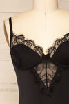 Velika Black Lace Lingerie Bodysuit | La petite garçonne front close-up