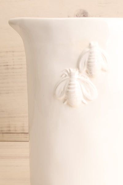 Velje White Ceramic Pitcher with Bees close-up | La Petite Garçonne Chpt. 2