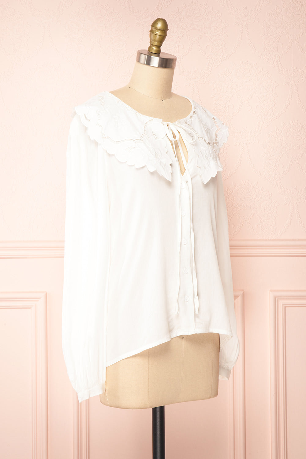 Velma White Lace Peter Pan Collar Blouse | Boutique 1861 side view 