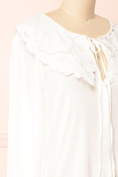 Velma White Lace Peter Pan Collar Blouse | Boutique 1861 side close-up