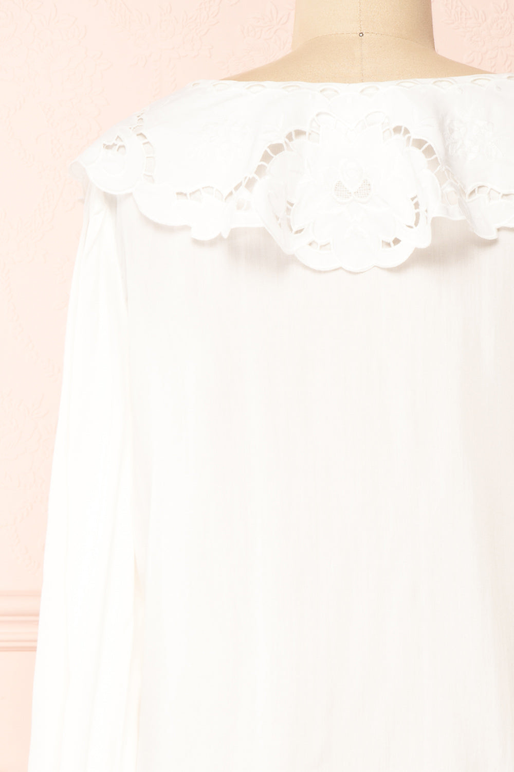 Velma White Lace Peter Pan Collar Blouse | Boutique 1861 back close-up