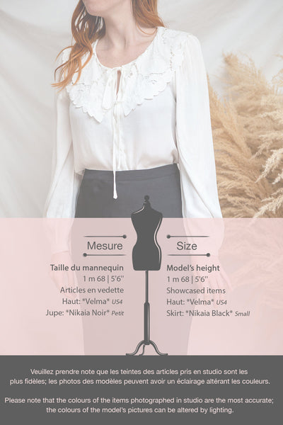 Velma White Long Sleeve Peter Pan Collar Blouse | Boutique 1861 model infos