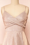 Velouette Shimmery Rose Gold Maxi Dress - Boutique 1861  front close-up