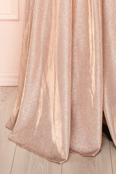 Velouette Shimmery Rose Gold Maxi Dress - Boutique 1861 bottom