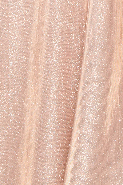 Velouette Shimmery Rose Gold Maxi Dress - Boutique 1861 fabric