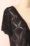 Venustas Black Crochet Crop Top | Boutique 1861 side close-up