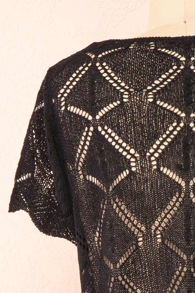 Venustas Black Crochet Crop Top | Boutique 1861 back close-up