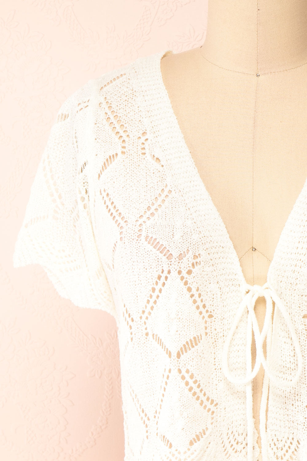 Venustas Ivory Crochet Crop Top | Boutique 1861 front  close-up 