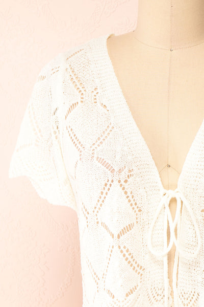 Venustas Ivory Crochet Crop Top | Boutique 1861 front  close-up