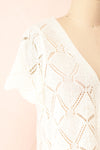 Venustas Ivory Crochet Crop Top | Boutique 1861 side close-up