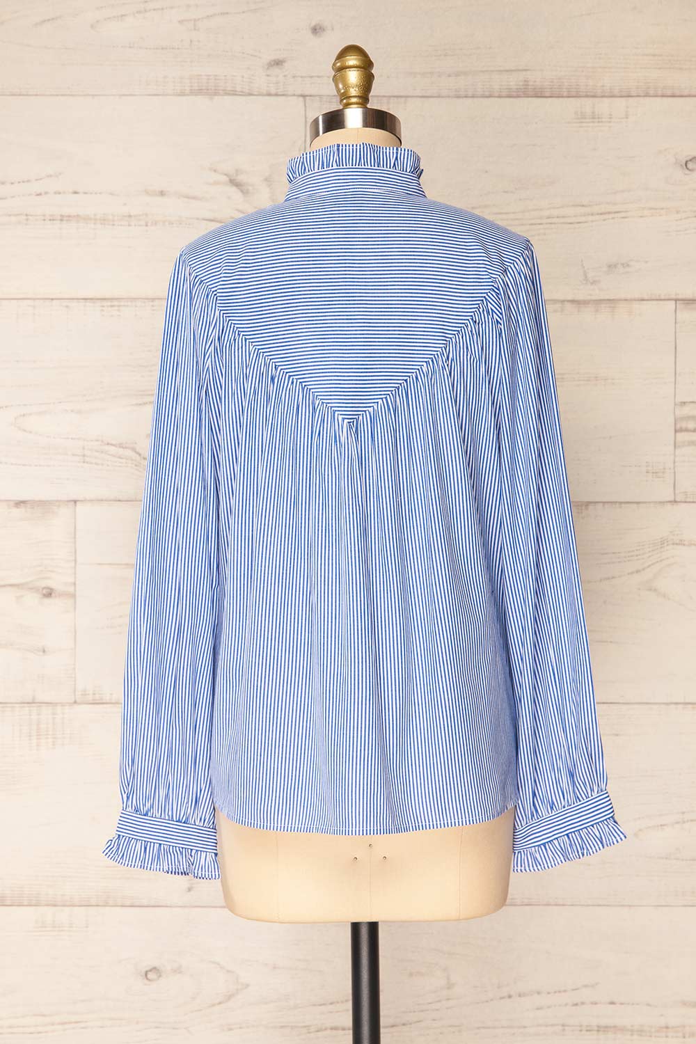 Vertue Blue Stripped Shirt w/ Ruffled Collar | La petite garçonne back view