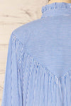Vertue Blue Stripped Shirt w/ Ruffled Collar | La petite garçonne back close-up