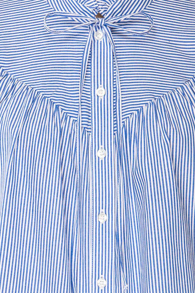 Vertue Blue Stripped Shirt w/ Ruffled Collar | La petite garçonne fabric