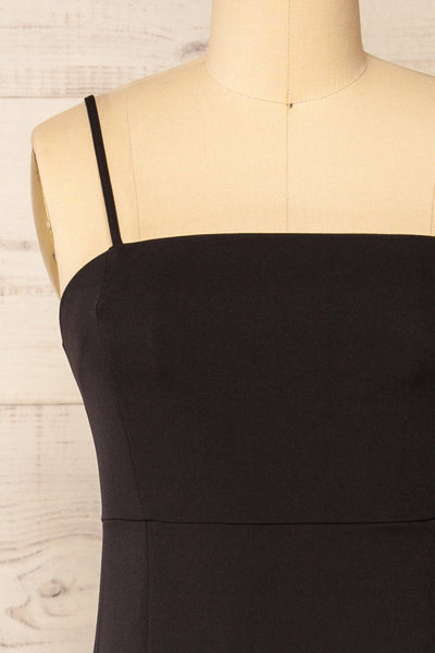 Vevey Black Fitted Midi Dress | La Petite Garçonne front close-up