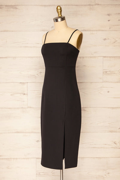 Vevey Black Fitted Midi Dress | La Petite Garçonne side view