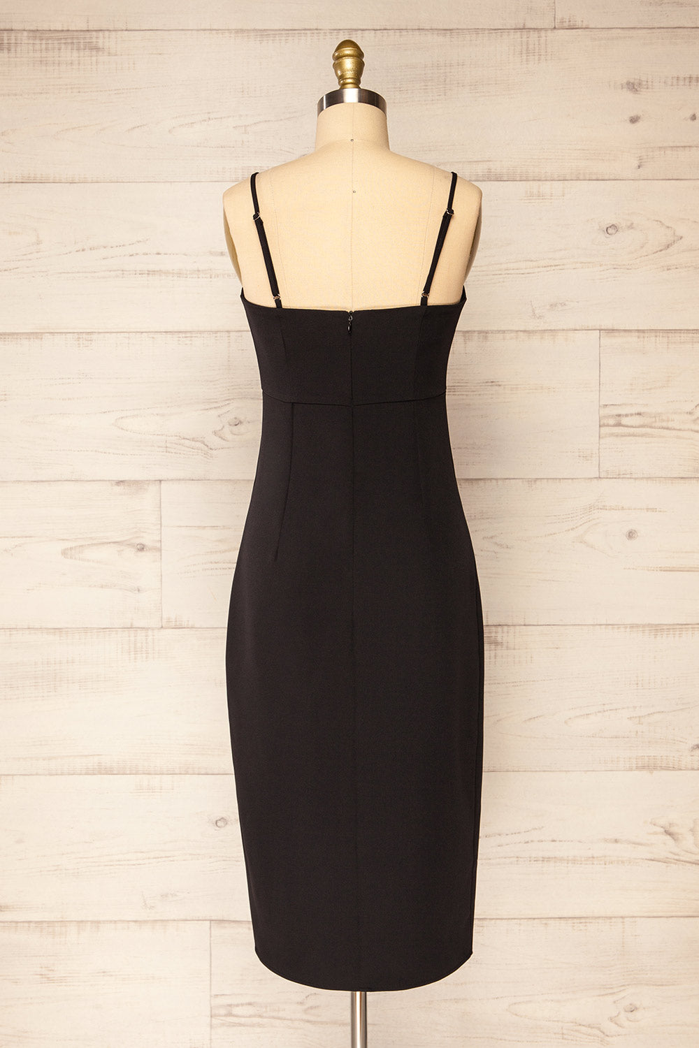 Vevey Black Fitted Midi Dress | La Petite Garçonne back view