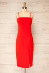 Vevey Red Fitted Midi Dress | La Petite Garçonne front view