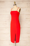 Vevey Red Fitted Midi Dress | La Petite Garçonne side view