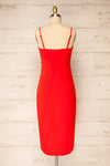Vevey Red Fitted Midi Dress | La Petite Garçonne back view