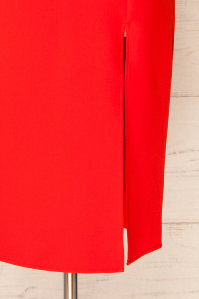 Vevey Red Fitted Midi Dress | La Petite Garçonne bottom
