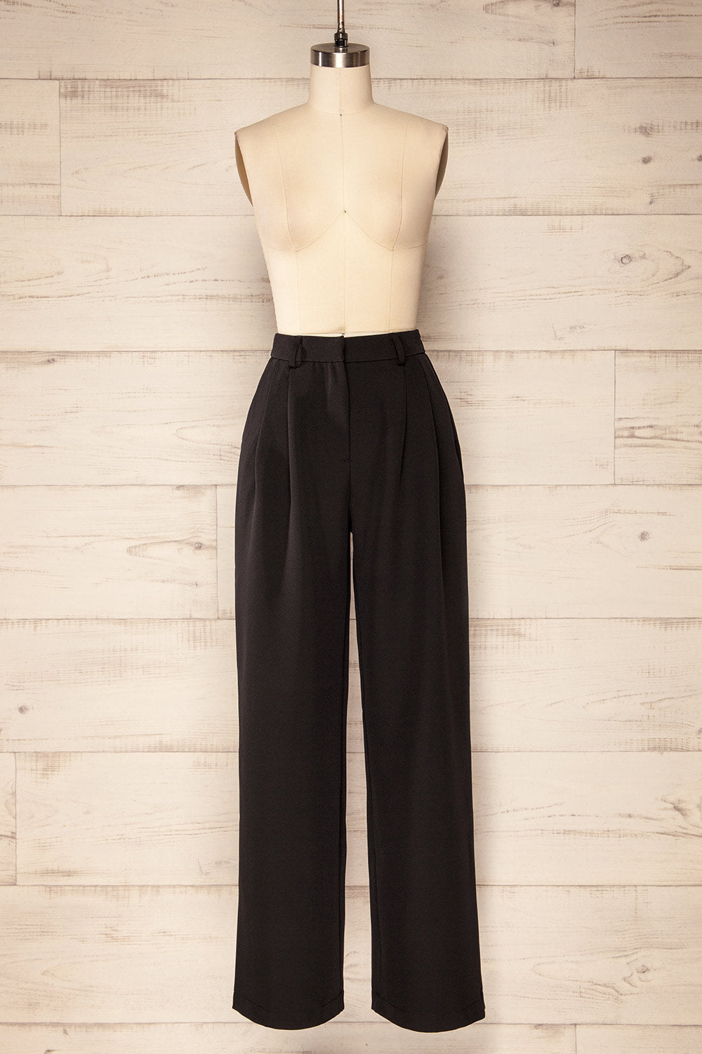 Vicente Black High-Waisted Wide-Leg Pants | La petite garçonne front view 