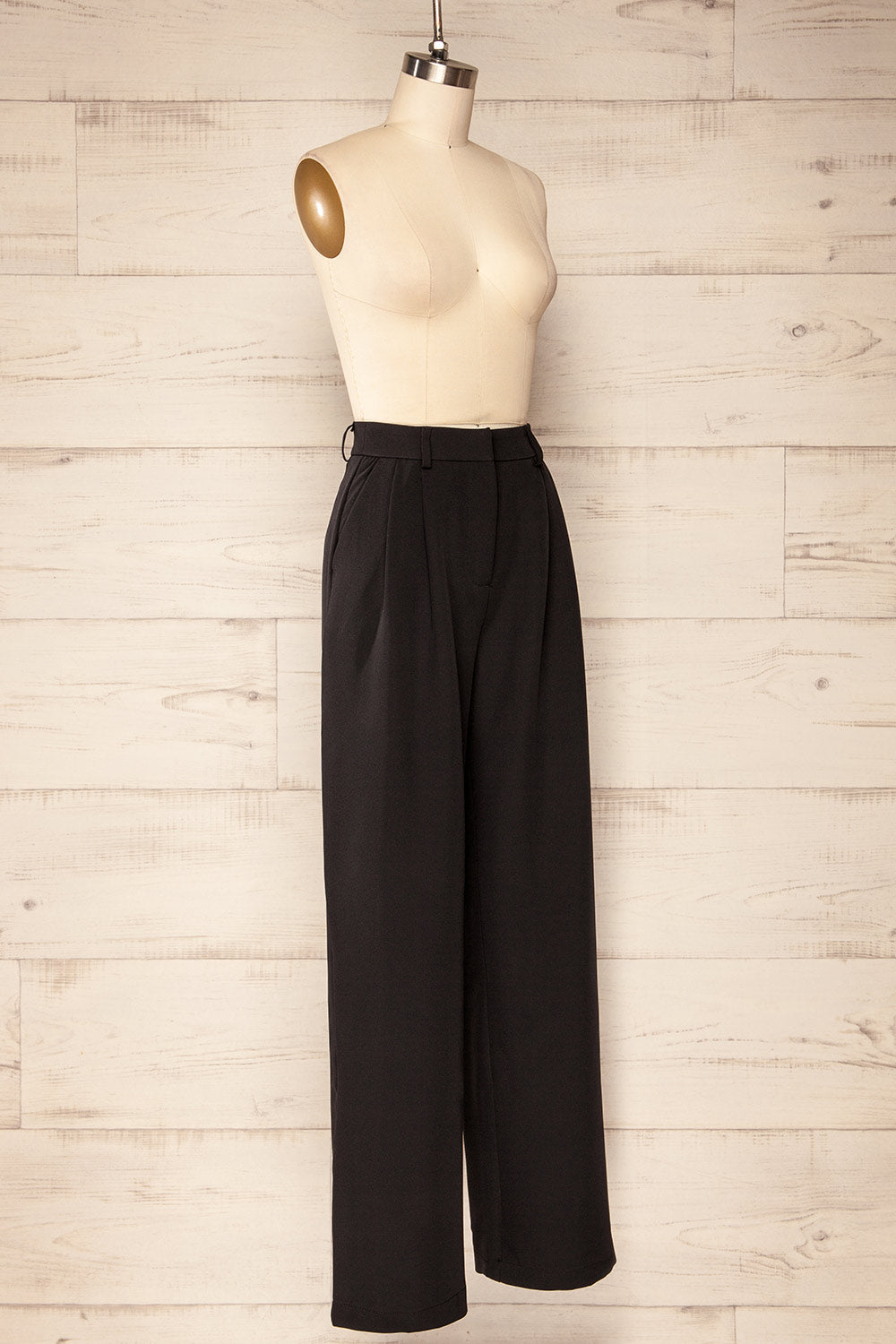 Vicente Black High-Waisted Wide-Leg Pants | La petite garçonne side view 