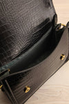 Victoria Black Vegan Textured Crossbody Handbag | La petite garçonne inside view