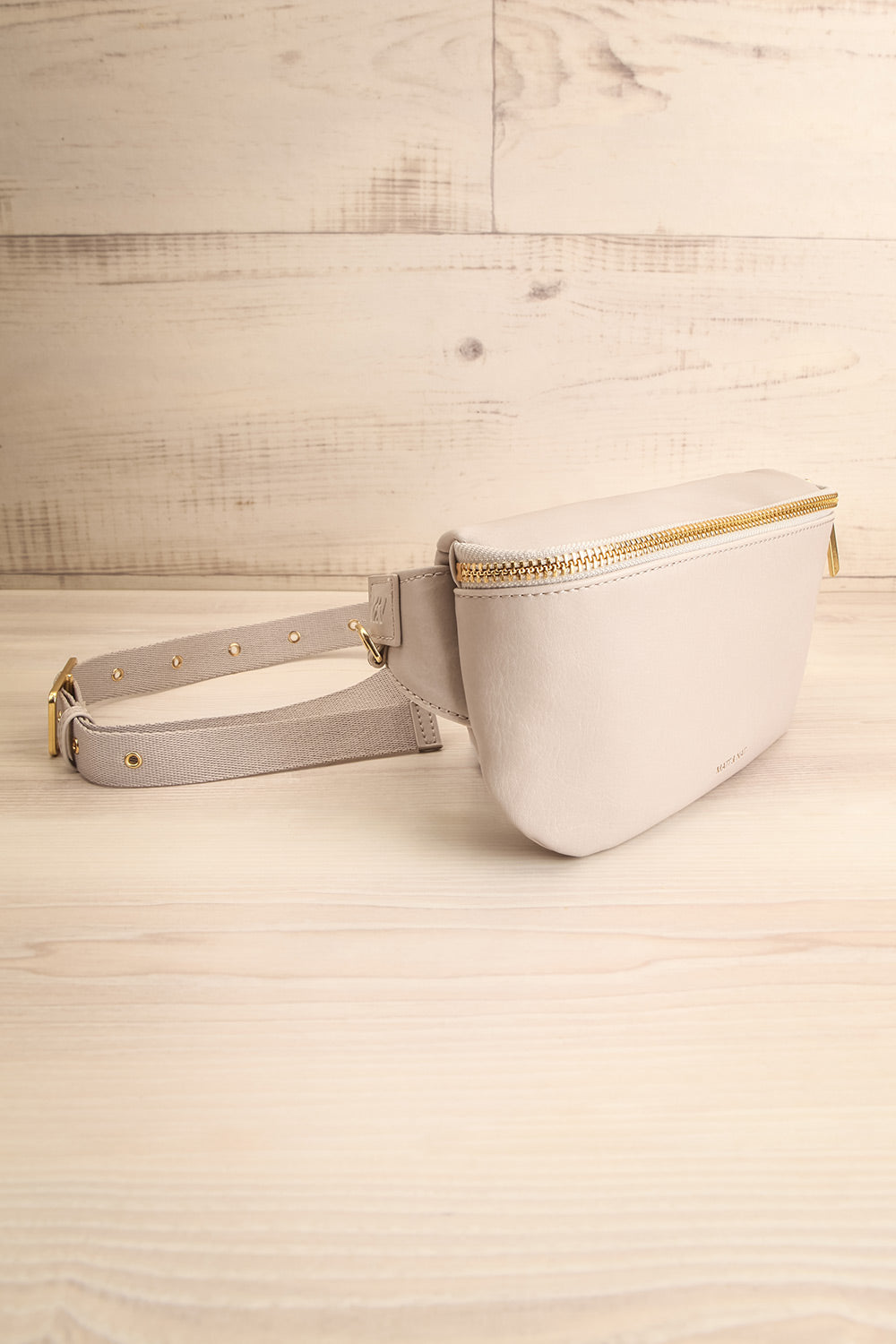 Viely Grey Vegan Leather Fanny Pack | La petite garçonne side view