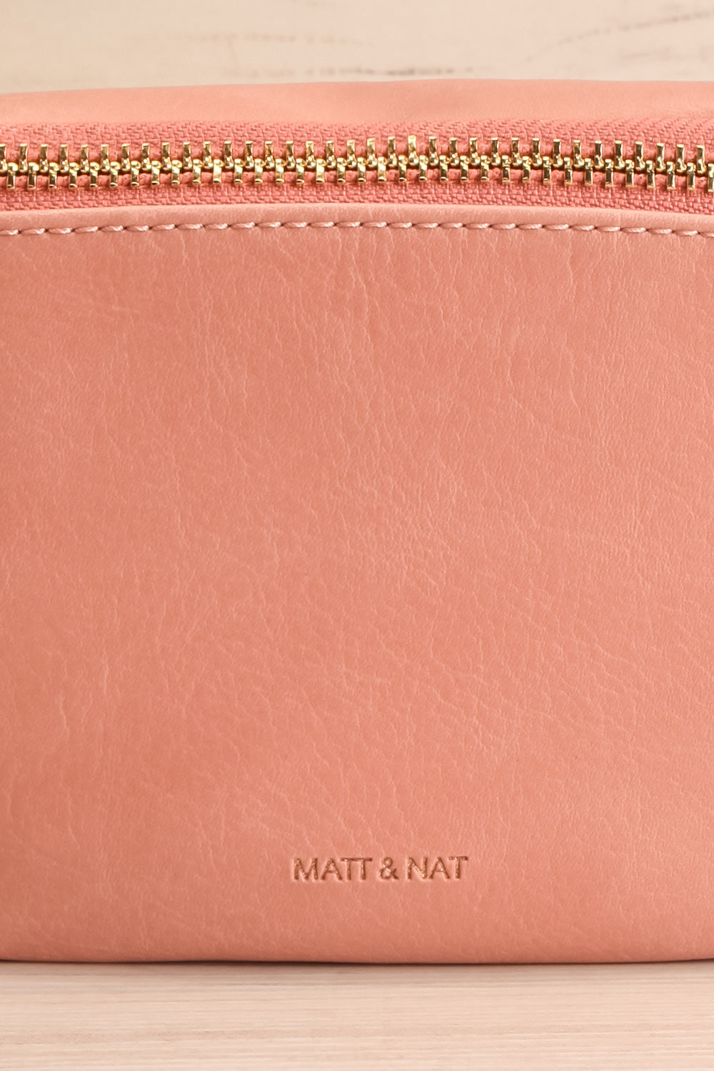 Viely Pink Vegan Leather Fanny Pack | La petite garçonne logo close-up