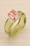 Viffa Green Plastic Ring w/ Rectangle Diamond | La petite garçonne close-up