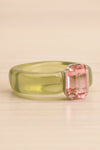 Viffa Green Plastic Ring w/ Rectangle Diamond | La petite garçonne flat close-up
