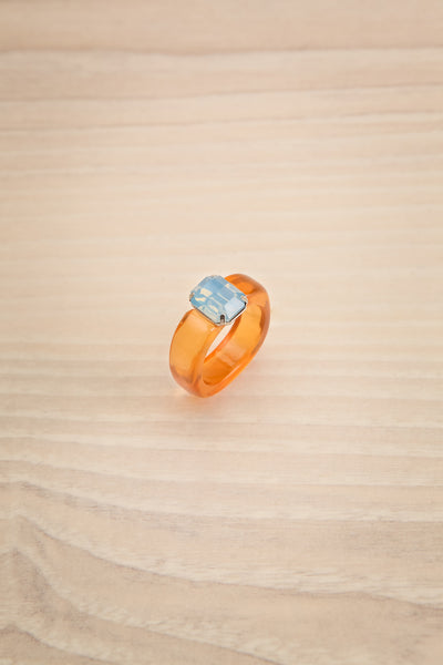 Viffa Orange Plastic Ring w/ Rectangle Diamond | La petite garçonne
