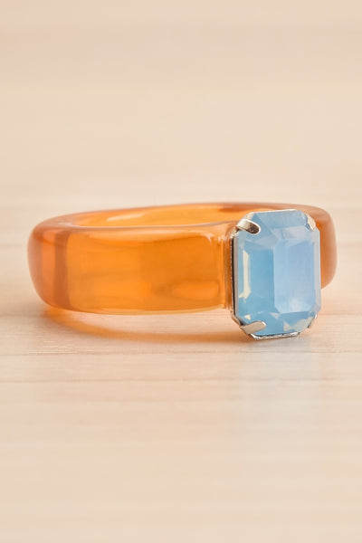Viffa Orange Plastic Ring w/ Rectangle Diamond | La petite garçonne flat close-up